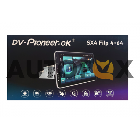 DV-Pioneer SX 4 FLIP: 9"  (4+64Gb) Однодиновая посадка (Вращение экрана на 180)