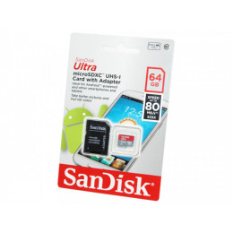 SanDisk microSD 64GB Ultra 80Mb/s class10 с адаптером Карта памяти 