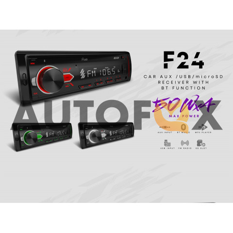 Five F24R (1din/красная/Bluetooth/USB/AUX/SD/FM/4*50).